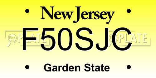 F50SJC New Jersey License Plate