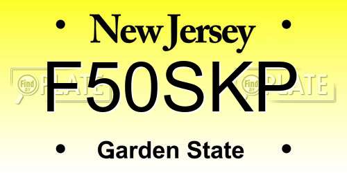F50SKP New Jersey License Plate