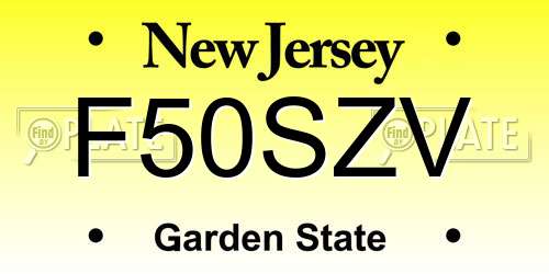 F50SZV New Jersey License Plate