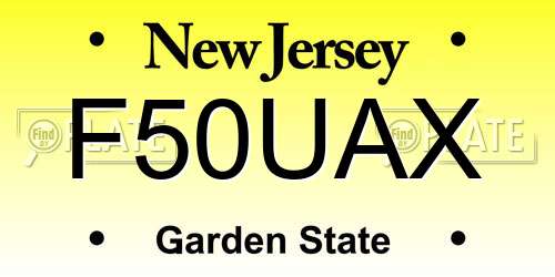 F50UAX New Jersey License Plate