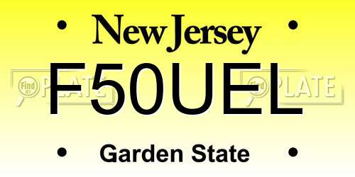 F50UEL New Jersey License Plate