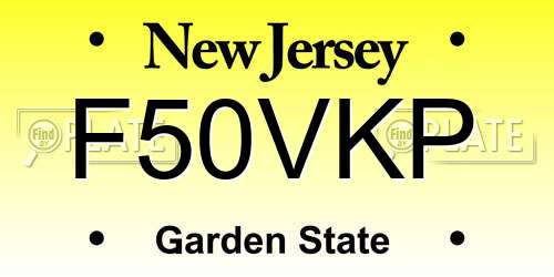 F50VKP New Jersey License Plate