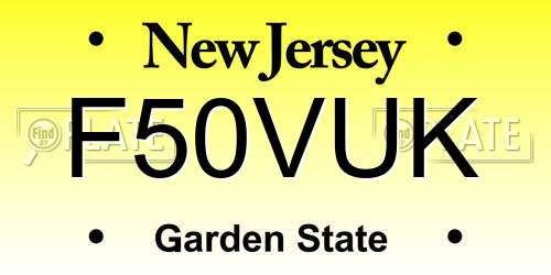 F50VUK New Jersey License Plate