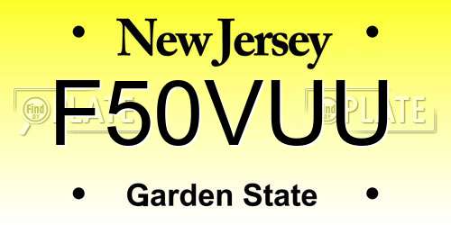 F50VUU New Jersey License Plate