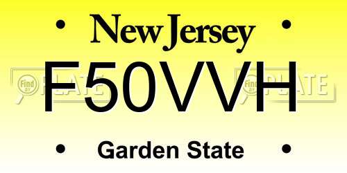 F50VVH New Jersey License Plate