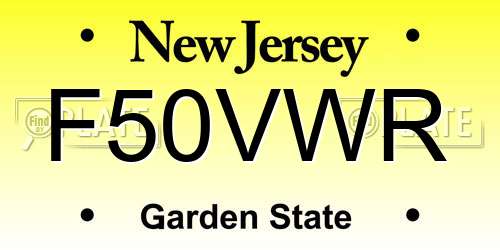F50VWR New Jersey License Plate