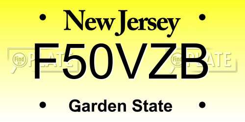 F50VZB New Jersey License Plate
