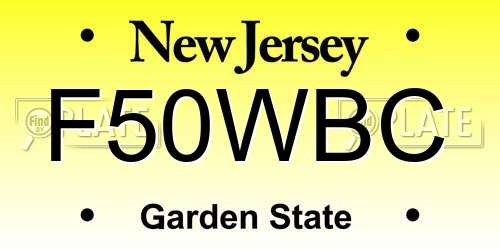 F50WBC New Jersey License Plate