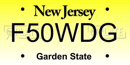 F50WDG New Jersey License Plate