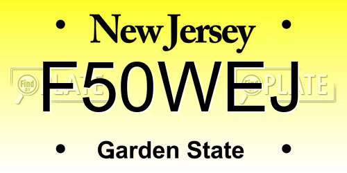 F50WEJ New Jersey License Plate