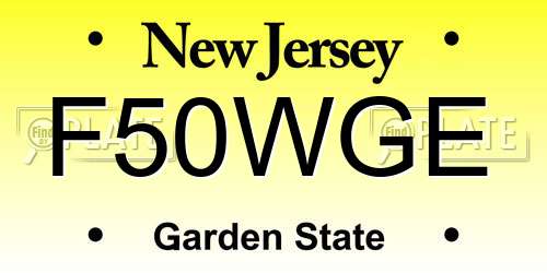 F50WGE New Jersey License Plate