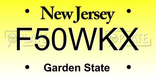 F50WKX New Jersey License Plate