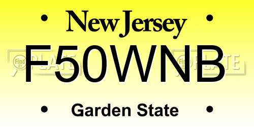 F50WNB New Jersey License Plate