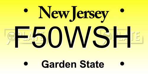 F50WSH New Jersey License Plate