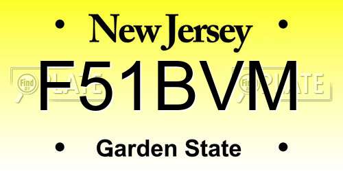 F51BVM New Jersey License Plate