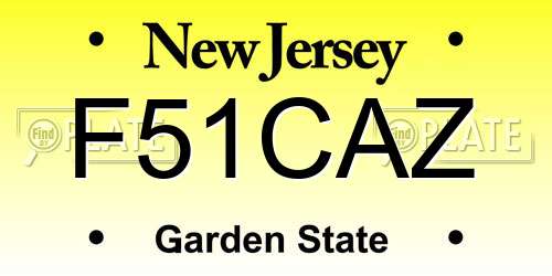 F51CAZ New Jersey License Plate