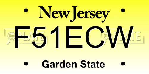 F51ECW New Jersey License Plate