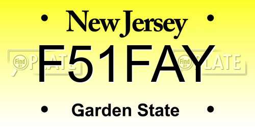 F51FAY New Jersey License Plate