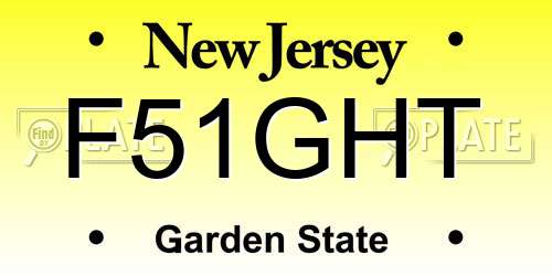 F51GHT New Jersey License Plate