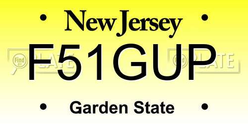 F51GUP New Jersey License Plate