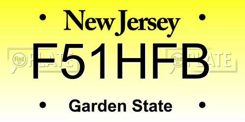 F51HFB New Jersey License Plate