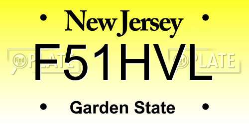 F51HVL New Jersey License Plate