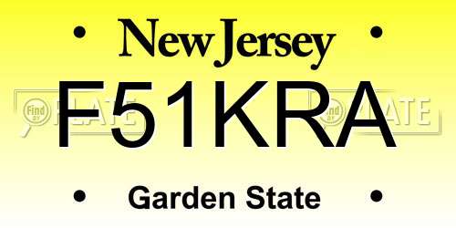 F51KRA New Jersey License Plate