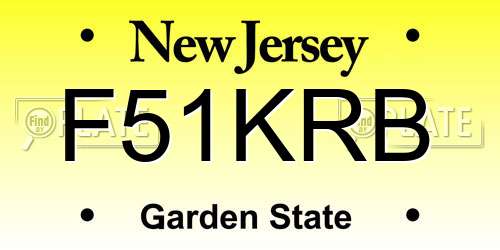 F51KRB New Jersey License Plate