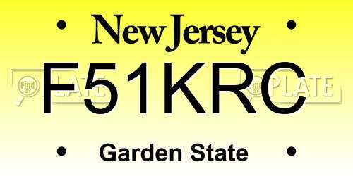 F51KRC New Jersey License Plate
