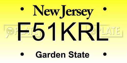 F51KRL New Jersey License Plate