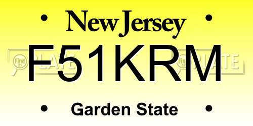 F51KRM New Jersey License Plate