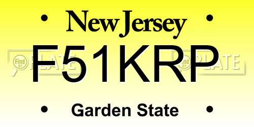 F51KRP New Jersey License Plate