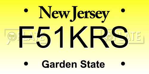F51KRS New Jersey License Plate