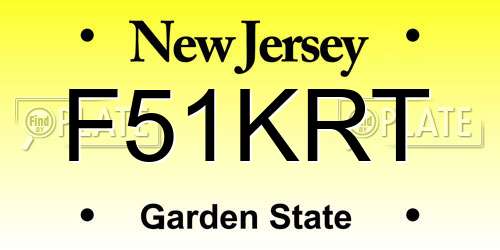 F51KRT New Jersey License Plate