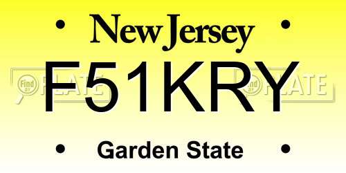 F51KRY New Jersey License Plate