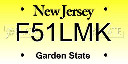 F51LMK New Jersey License Plate