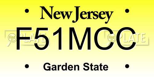 F51MCC New Jersey License Plate