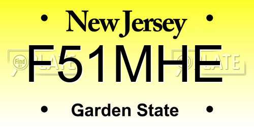 F51MHE New Jersey License Plate