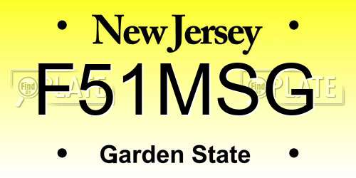 F51MSG New Jersey License Plate