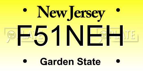 F51NEH New Jersey License Plate