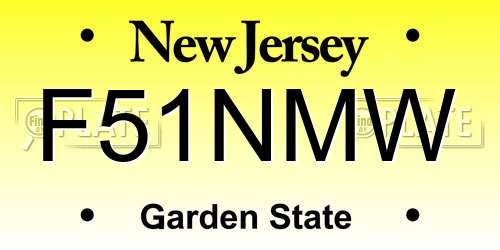 F51NMW New Jersey License Plate
