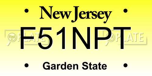 F51NPT New Jersey License Plate