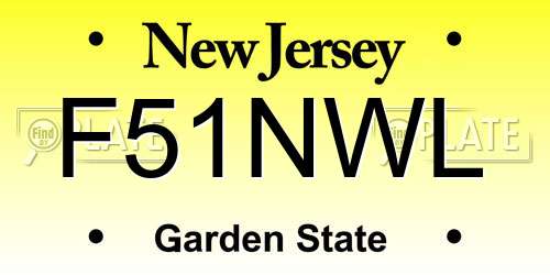 F51NWL New Jersey License Plate