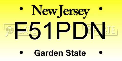 F51PDN New Jersey License Plate