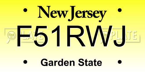F51RWJ New Jersey License Plate