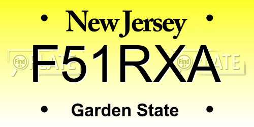F51RXA New Jersey License Plate