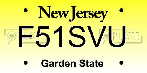 F51SVU New Jersey License Plate