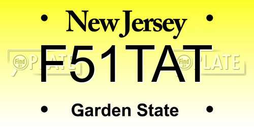 F51TAT New Jersey License Plate