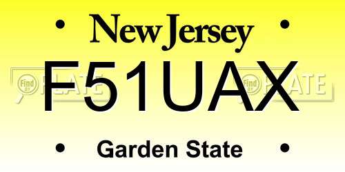 F51UAX New Jersey License Plate