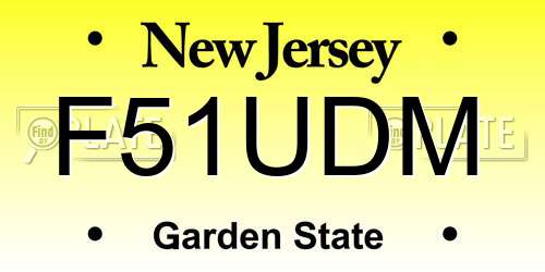 F51UDM New Jersey License Plate